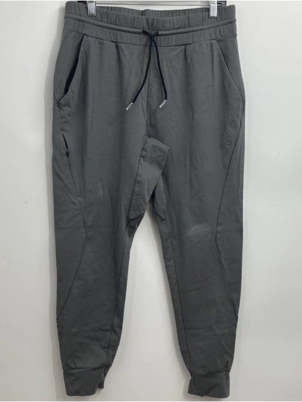 BYLT Men's Gray Slash Pockets Tapered Leg Drawstring Jogger Pants Size L